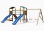 Kinderspielturm / Spielanlage Gustav inkl. 2 Türme, Doppelschaukel, Sandkasten, Seilbrücke, Rampe mit Kletterseil und 2 Wellenrutschen FSC®