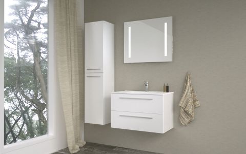 Badezimmermöbel - Set AR Rajkot, 3-teilig inkl. Waschtisch / Waschbecken, Farbe: Weiß matt