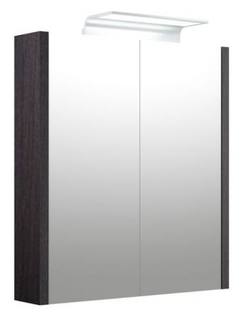 Bad - Spiegelschrank Bidar 08, Farbe: Eiche Schwarz – 65 x 60 x 12 cm (H x B x T)