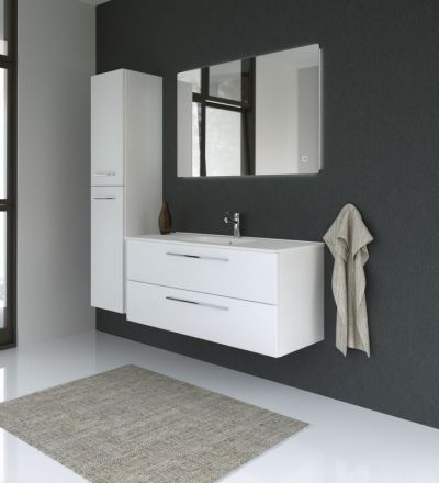 Badezimmermöbel - Set CQ Rajkot, 3-teilig inkl. Waschtisch / Waschbecken, Farbe: Weiß matt