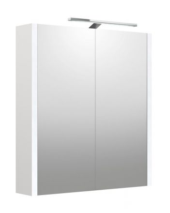 Badezimmer - Spiegelschrank Malegaon 04, Farbe: Weiß matt – Abmessungen: 65 x 58 x 12 cm (H x B x T)