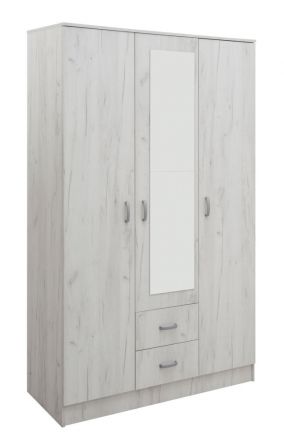 Drehtürenschrank / Kleiderschrank Sidonia 02, Farbe: Eiche Weiß - 200 x 123 x 53 cm (H x B x T)
