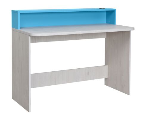 Kinderzimmer - Schreibtisch Luis 04, Farbe: Eiche Weiß / Blau - 93 x 120 x 60 cm (H x B x T)
