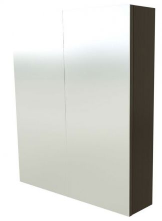 Badezimmer - Spiegelschrank Nadiad 04, Farbe: Eiche Schwarz – 70 x 60 x 14 cm (H x B x T)