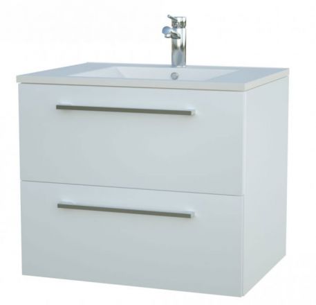 Waschtischunterschrank Bijapur 13, Farbe: Weiß glänzend – 50 x 62 x 47 cm (H x B x T)