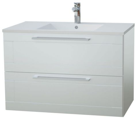 Waschtischunterschrank Eluru 08, Farbe: Weiß glänzend – 50 x 76 x 47 cm (H x B x T)