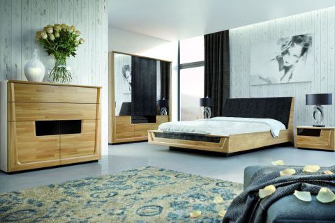 Schlafzimmer Komplett - Set K Topusko, 5-teilig, teilmassiv, Farbe: Eiche / Schwarz