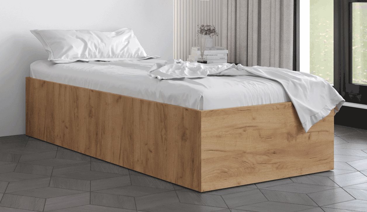 Bett mit modernen Design Dufourspitze 02, Farbe: Eiche - Liegefläche: 90 x 200 cm (B x L)