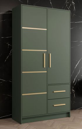 Kleiderschrank mit modernen Design und genügend Stauraum Similaun 30, Farbe: Grün - Abmessungen: 202 x 103 x 40 cm (H x B x T), mit fünf Fächern und zwei Schubladen