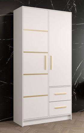 Schlichter Kleiderschrank mit genügend Stauraum Similaun 28, Farbe: Weiß matt - Abmessungen: 202 x 103 x 40 cm (H x B x T), mit fünf Fächern und zwei Schubladen