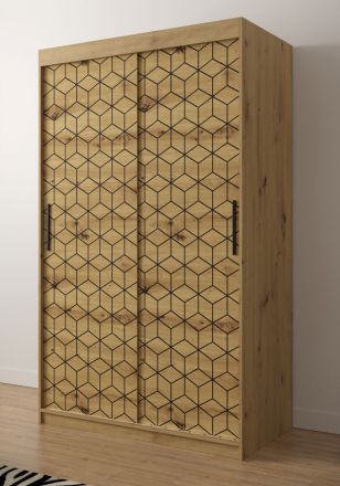 Schlichter Kleiderschrank mit fünf Fächern Dom 43, Farbe: Eiche Artisan - Abmessungen - Abmessungen: 200 x 120 x 62 cm (H x B x T), mit fünf Fächern