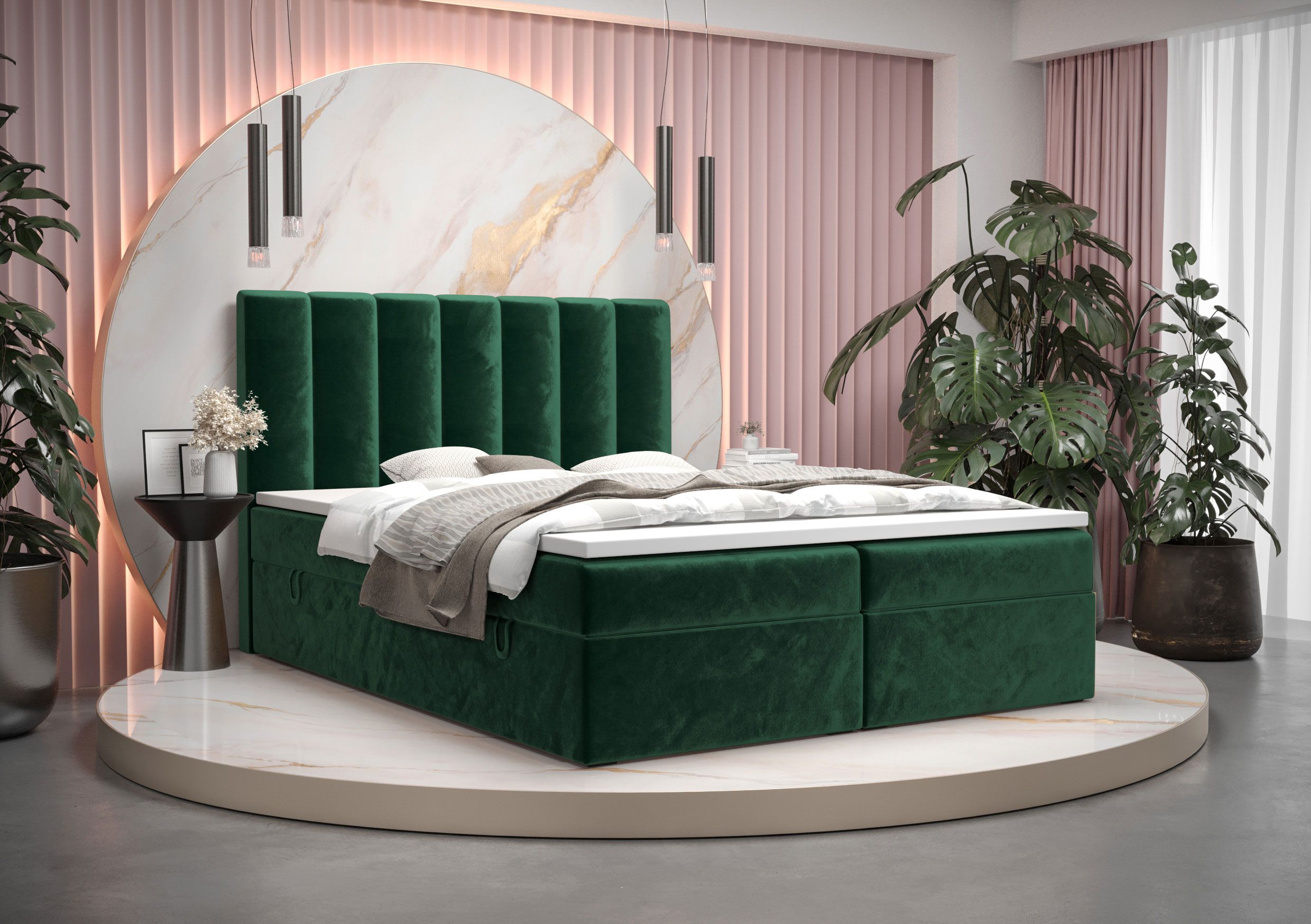 Doppelbett mit modernen Design Pirin 08, Farbe: Grün - Liegefläche: 160 x 200 cm (B x L)