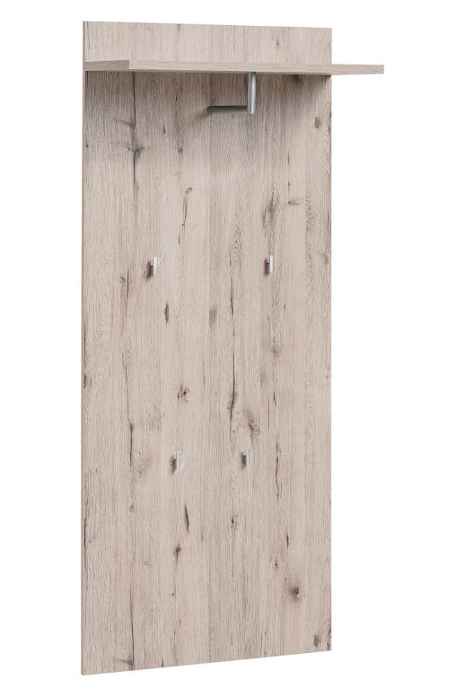 Garderobe mit vier Haken Sviland 13, Farbe: Eiche Wellington - Abmessungen: 160 x 60 x 28 cm (H x B x T), mit einer Ablage