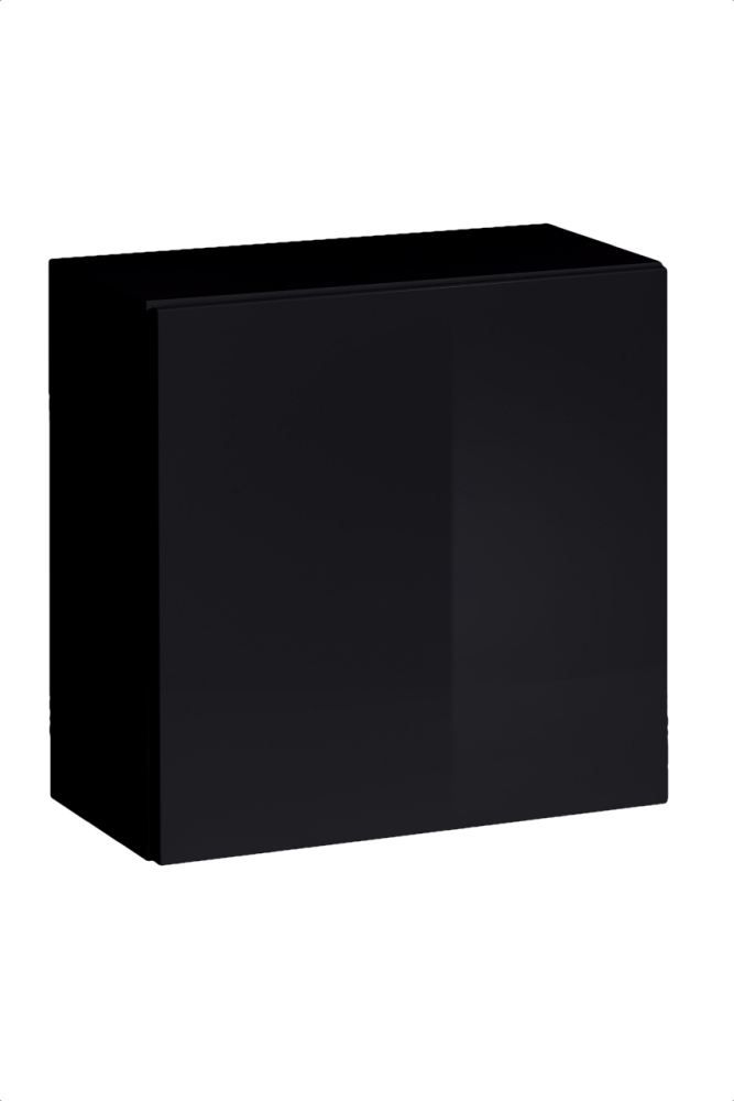 Eleganter Hängeschrank Fardalen 10, Farbe: Schwarz - Abmessungen: 60 x 60 x 30 cm (H x B x T), mit Push-to-open Funktion