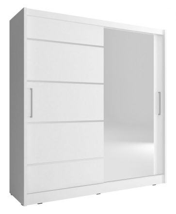 Kleiderschrank mit 10 Fächern im schlichten Design Warbreck 26, Farbe: Weiß - Abmessungen: 214 x 200 x 62 cm (H x B x T)