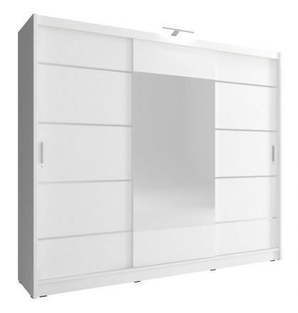 Schlichter Kleiderschrank mit drei Türen Bickleigh 10, Farbe: Weiß - Abmessungen: 214 x 250 x 62 cm (H x B x T), mit 12 Fächern