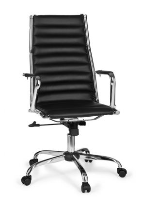 Bürostuhl / Drehstuhl Apolo 15, Farbe: Schwarz / Chrom, mit elegantem Chromrahmen