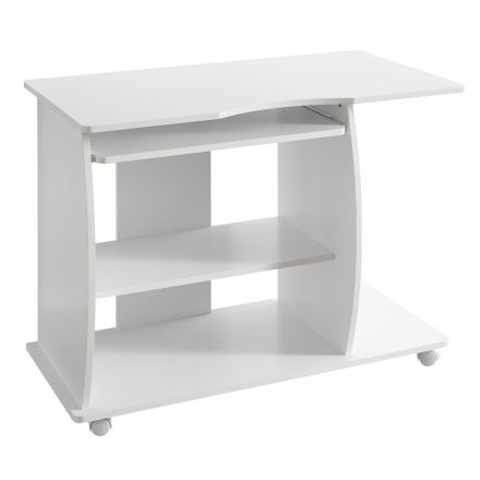 Platzsparender Schreibtisch Apolo 140, Farbe: Weiß, mit feststellbaren Rollen - Abmessungen: 48 x 90 cm (B x T)