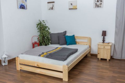 Doppelbett / Gästebett Kiefer Vollholz massiv natur A7, inkl. Lattenrost - Abmessungen: 160 x 200 cm