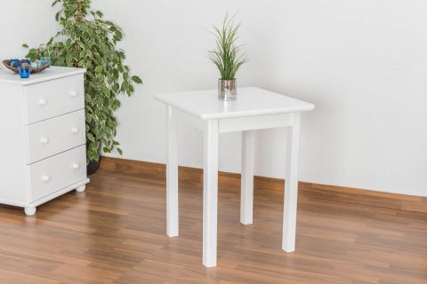 Tisch Kiefer massiv Vollholz weiß lackiert Junco 233A (eckig) - Abmessung 60 x 60 cm