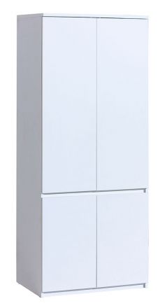 Jugendzimmer - Drehtürenschrank / Kleiderschrank Alard 01, Farbe: Weiß - Abmessungen: 195 x 80 x 52 cm (H x B x T)