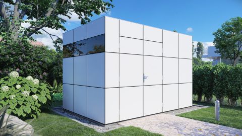 Modernes Gartenhaus 02, Anthrazit /  Weiß - 19 mm Elementgartenhaus, Nutzfläche: 7,8 m²