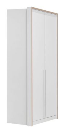 Drehtürenschrank / Kleiderschrank Cerdanyola 03, Farbe: Eiche / Weiß - Abmessungen: 216 x 100 x 56 cm (H x B x T)
