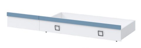 Schublade für Bett Benjamin, Farbe: Weiß / Blau - Abmessungen: 27 x 74 x 138 cm (H x B x L)