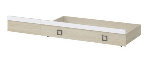Schublade für Einzelbett / Gästebett, Farbe: Esche / Weiß - Abmessungen: 27 x 74 x 138 cm (H x B x L)