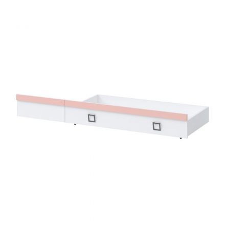 Schublade für Bett Benjamin, Farbe: Weiß / Rosa- Abmessungen: 27 x 74 x 138 cm (H x B x L)
