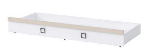 Schublade für Einzelbett / Gästebett, Farbe: Weiß / Creme - Abmessungen: 27 x 74 x 138 cm (H x B x L)