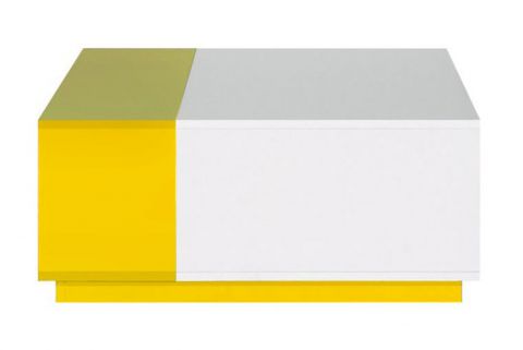 Jugendzimmer - Couchtisch "Geel" 37, Weiß / Gelb - Abmessungen: 80 x 80 x 35 cm (B x T x H)