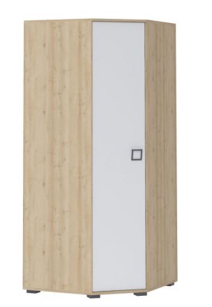 Drehtürenschrank / Eckkleiderschrank 15, Farbe: Buche / Weiß - 198 x 86 x 86 cm (H x B x T)