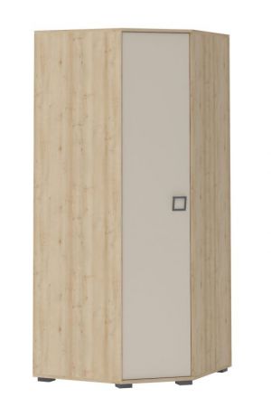 Drehtürenschrank / Eckkleiderschrank 15, Farbe: Buche / Creme - 198 x 86 x 86 cm (H x B x T)