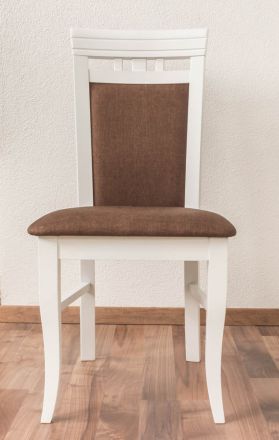 Stuhl Buche massiv Vollholz weiß lackiert Junco 249 - Abmessung 98 x 48 x 50 cm