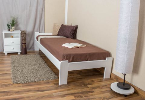 Einzelbett / Gästebett Kiefer Vollholz massiv weiß lackiert A8, inkl. Lattenrost - Abmessungen: 80 x 200 cm