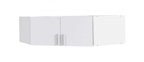 Aufsatz für Drehtürenschrank / Eckkleiderschrank Messini 06, Farbe: Weiß / Weiß Hochglanz - Abmessungen: 40 x 117 x 117 cm (H x B x T)