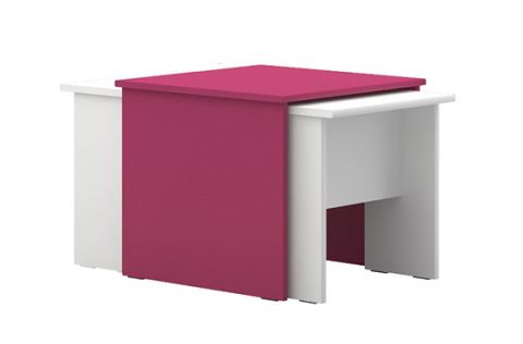 Kinderzimmer - Tisch Lena 07, 3-teilig, Farbe: Weiß / Pink - Abmessungen: 49 x 55 x 64 cm (H x B x T)