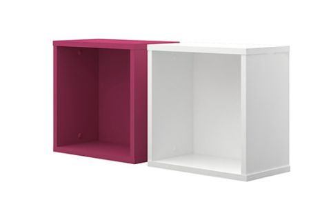 Kinderzimmer - Wandregal Lena 08, Farbe: Weiß / Pink - Abmessungen: 35 x 35 x 20 cm (H x B x T)