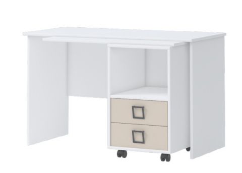 Schreibtisch 29, Farbe: Weiß / Creme - Abmessungen: 76 x 125 x 60 cm (H x B x T)