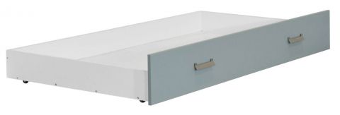 Schublade für Kinderbett / Jugendbett Koa, Farbe: Weiß / Blau - Abmessungen: 26 x 94 x 199 cm (H x B x L)