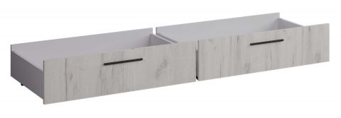 Schublade für Doppelbett Fuengirola 01, 2er Set, Farbe: Eiche weiß - Abmessungen: 27 x 60 x 100 cm (H x B x L)