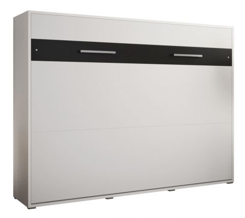 Schrankbett Namsan 04 horizontal, Farbe: Weiß matt / Schwarz matt - Liegefläche: 160 x 200 cm (B x L)