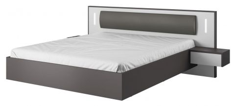 Doppelbett Sousse 02, Farbe: Grau / Weiß - Liegefläche: 160 x 200 cm (B x L)