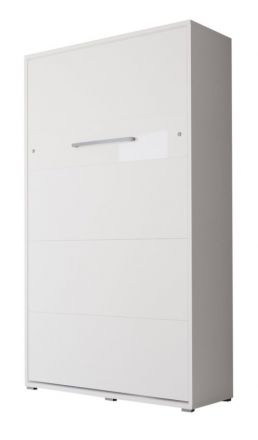 Schrankbett Namsan 02 vertikal, Farbe: Weiß matt / Weiß glänzend - Liegefläche: 120 x 200 cm (B x L)