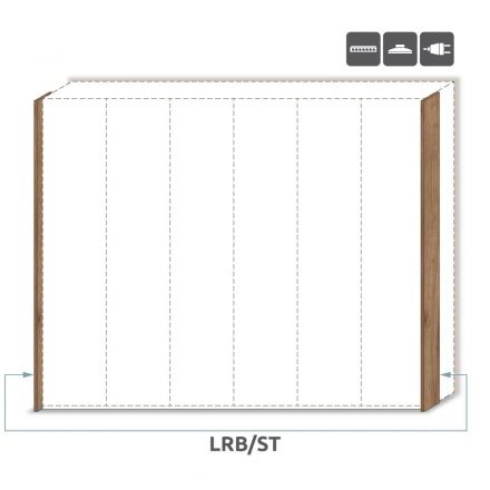 Seitlicher LED-Rahmen für Drehtürenschrank / Kleiderschrank Manase 15 und Anbaumodule, Farbe: Eiche Braun - Höhe: 226 cm