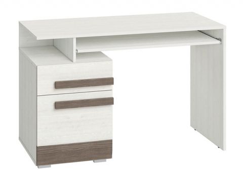 Schreibtisch Knoxville 11, Farbe: Kiefer Weiß / Grau - Abmessungen: 78 x 119 x 55 cm (H x B x T), mit 1 Tür, 1 Schublade und 2 Fächern