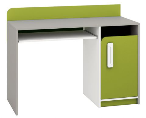 Kinderzimmer - Schreibtisch Renton 11, Farbe: Platingrau / Weiß / Grün - Abmessungen: 91 x 120 x 52 cm (H x B x T), mit 1 Tür und 3 Fächern