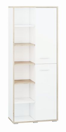 Jugendzimmer - Schrank Forks 03, Farbe: Eiche / Weiß - Abmessungen: 200 x 80 x 40 cm (H x B x T), mit 2 Türen und 10 Fächern