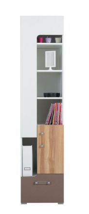 Jugendzimmer - Schrank "Lian" 08, Hellbraun / Weiß / Cappuccino - Abmessungen: 195 x 45 x 40 cm (H x B x T)